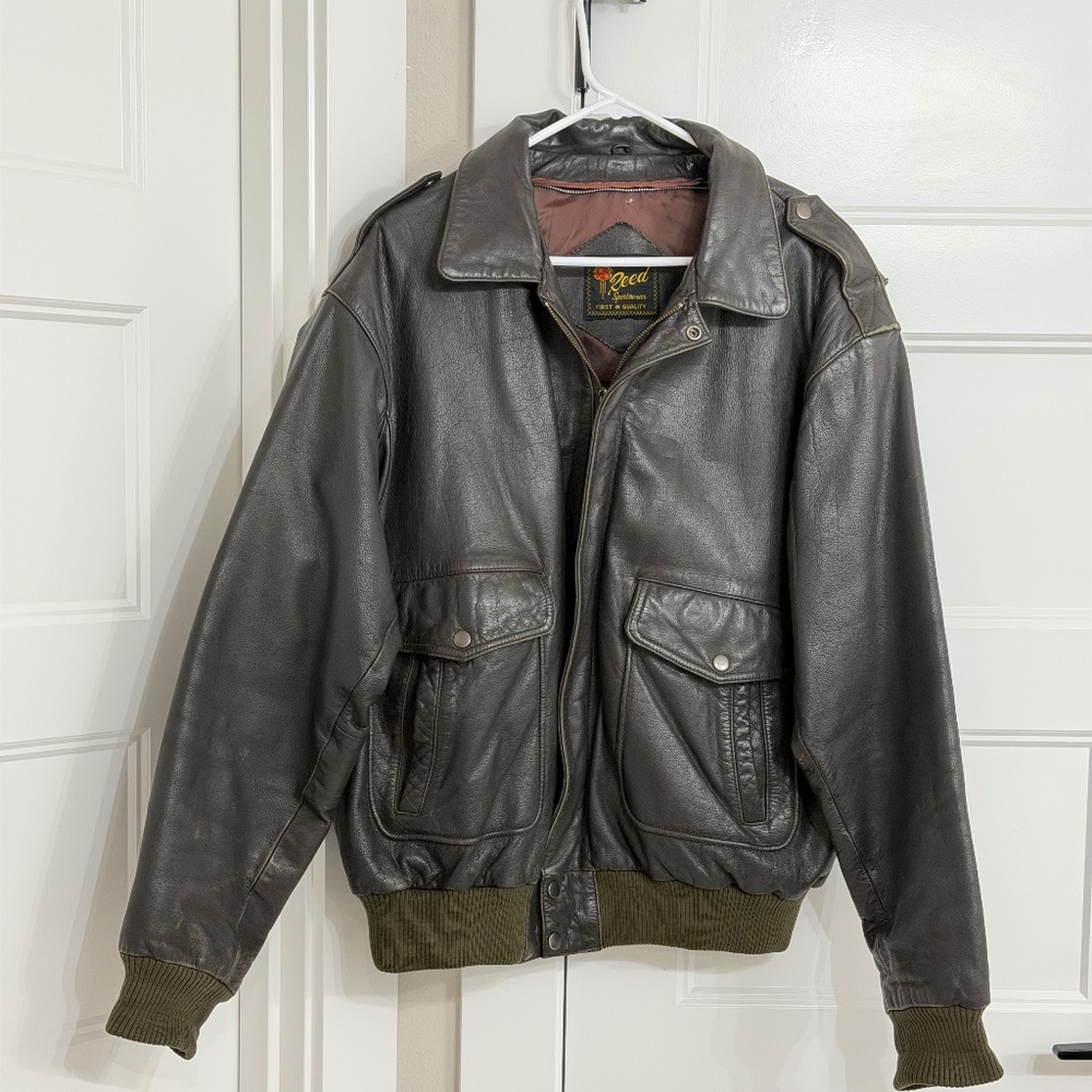 Reed Vintage 80s Brown Leather A-2 Flight Bomber Jacket Men’s